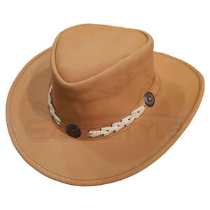 Wholesale Cowboy <b>Hats</b> Premium Leather <b>Western</b> Headwear Outdoor Travel Casual Fashion OEM Bulk Leather <b>Hats</b> - Product Image 1