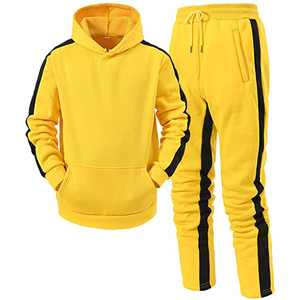 Ensemble de survêtement à capuche pour homme Ville, color block, 100 % coton molletonné, séchage rapide, fermeture à cordon, manches longues, poches latérales, fendu - Product Image 3
