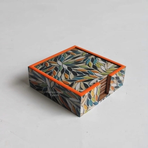 Modern Rustic Decor Classic Enamel Drink <b>Coasters</b> Set Includes Stylish Metal Holder and <b>Heat</b>-Resistant Design - Product Image 4