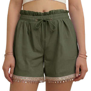 Pantalones Cortos Bermuda de Algodón Ecológico de Alta Calidad HYPEN SPORTS para Mujer, Lisos, con Cordón Elástico, Transpirables, Tallas Grandes, para Yoga - Product Image 1