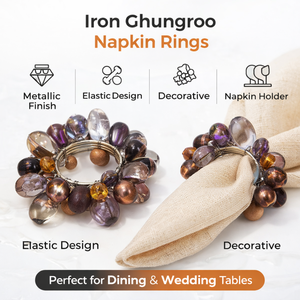 Anneaux de serviette en fer perlé et cristal, faits à la main, design élastique, luxe |   Décoration de table, porte-serviettes décoratif pour mariage, décoration de salle à manger, décoration de la maison - Product Image 5