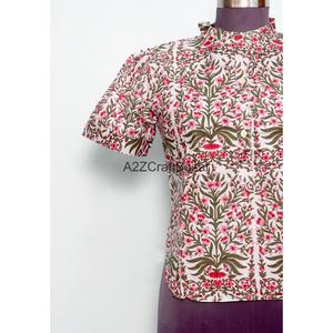 Robe décontractée pour femme en coton 100% - Robe moderne à manches longues, col rond, imprimé floral, tricotée à la main, respirante, style bureau - Product Image 2