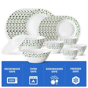 Juego de vajilla Opalware: Platos, tazones para verduras, tazón para sopa, cucharas, tazón para servir con tapa. Juego de vajilla sin cenizas de hueso para comedor. - Product Image 4