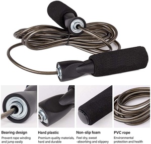 Prix de gros bon marché Capteur en caoutchouc personnalisé de haute qualité Vitesse réglable Gym Fitness Corde à sauter - Product Image 5