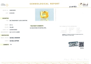 พลอยแซฟไฟร์สีเหลืองทรงคุชชั่นธรรมชาติ 5.01 กะรัต จากศรีลังกา สำหรับทำเครื่องประดับและแหวน รุ่น YCWX-154 - Product Image 6