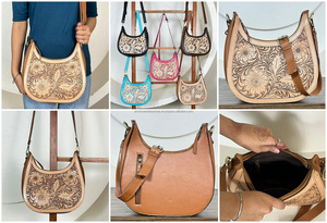 New Customized 2026 Floral Carved <b>Tooled</b> <b>Leather</b> Purse for Women Handmade Cowhide <b>Leather</b> Cowgirl Adjustable Strap Shoulder Bag - Product Image 3