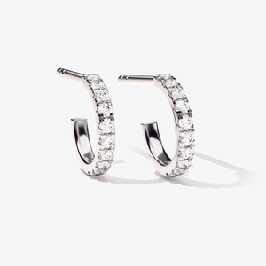 Pendientes de Aro Pequeños de Oro Blanco de 10K con Diamantes Cultivados en Laboratorio, Certificados por IGI, Chapados en Rodio, Joyería de Lujo para Bodas y Uso Diario para Mujer - Product Image 1