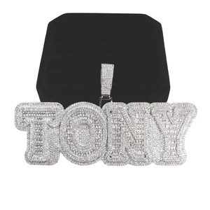 Export Quality Iced Out Custom Letter <b>Initial</b> Geometric Pendant <b>Necklace</b> for Men Hip Hop Luxury Jewelry Gift for Sale - Product Image 5