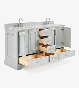 Mueble de Baño Mary de 61 Pulgadas Hecho a Medida, Gabinete Doble para Lavabo, Solo 3 Opciones de Acabado, Fabricante OEM de Vietnam - Product Image 4