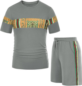 Conjunto de Camiseta y Pantalones Cortos de Verano para Hombre, Tejido Informal, Ecológico, 100% Algodón, con Bolsillos, DAKHA SPORTS, Conjunto de 2 Piezas, Venta al por Mayor en Pakistán - Product Image 1
