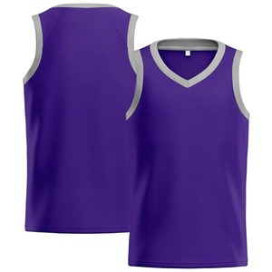 Maillot de basketball unisexe personnalisé avec logo brodé et sublimation, respirant, taille américaine, violet, vente en gros - Product Image 2