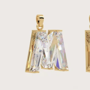 Colgante con la letra M del alfabeto, diamante cultivado en laboratorio, oro macizo, estilo lujoso, minimalista, unisex, para uso diario, joyería a precio de mayorista. - Product Image 1