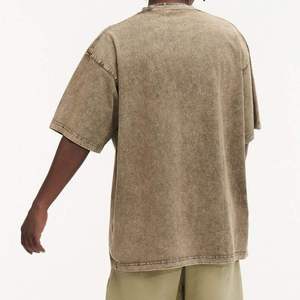 Custom OEM Design Knitted Heavyweight Sun Fade Breathable Vintage Style Men's Casual T-shirt - Product Image 5