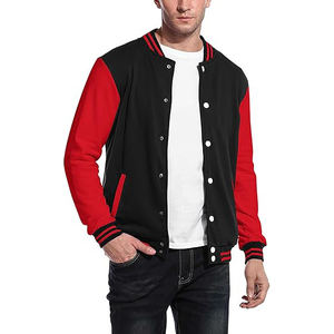 Veste universitaire classique en laine pour homme, avec manches en coton et patchwork, style Letterman, décontractée, épaisse, pour l'hiver, streetwear - Product Image 2