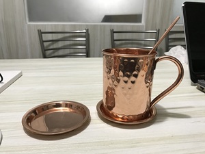 Taza de Cobre Premium con Grabado, Diseño de Auto Escénico, Redonda, Pulida, Vintage, con Asa, a Prueba de Fugas, Moderna y Lujosa - Product Image 6