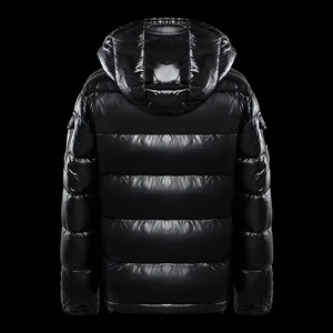 Custom Glossy Black Puffer Jacket Manufacturer Winter Hooded Down Coat <b>Waterproof</b> <b>Warm</b> Outerwear OEM Wholesale Men Outerwear - Product Image 2