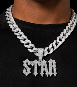 Collar con Colgante de Letra Gótica Personalizado, Totalmente Cubierto de Diamantes, Cadena Cubana, Joyería Fina de Lujo, Estilo Hip Hop Urbano - Product Image 6