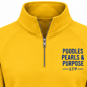 Sudadera con media cremallera amarilla para mujer de Sigma Gamma Rho, con gráfico de hermandad griega, personalizada, informal, estilo universitario y urbano - Product Image 4