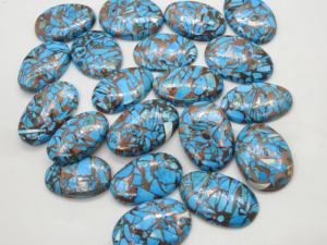 Cabujón Ovalado Azul Cobre, Creado en Laboratorio, Pulido, Hecho a Mano, para Joyería - Product Image 4