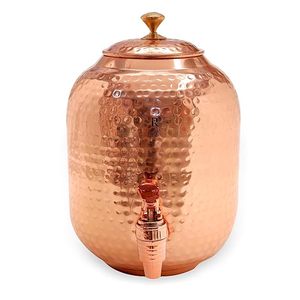 Distributeur d'eau en cuivre martelé pour l'extérieur, conteneur de boissons froides avec couvercle et robinet - Product Image 2