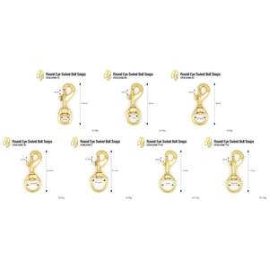 Ganchos a presión pulidos dorados de latón, uso de la industria pesada, Perno giratorio a presión, hebillas de barra central, anillos de rodillo Dees MACRO TREASURE - Product Image 2