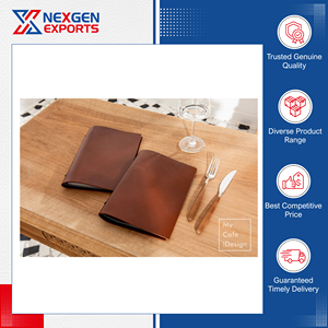 Porte-menu de restaurant en cuir PU écologique fait main, style vintage, qualité inégalée, quantité en gros disponible, minimaliste - Product Image 3