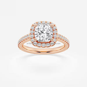 Unisex 14K Gold Luxury Vintage Ring <b>Cushion</b> Cut Lab Created IGI/GIA Lab Grown Diamond for Engagement Wedding Anniversary Party - Product Image 4