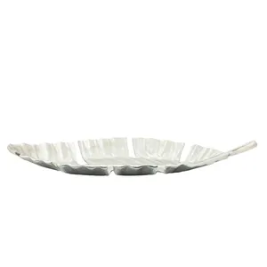 Handmade Decorative Metal Display Tray with Premium Artisan Surface FinishHandmade Eco-Friendly <b>Ceramic</b> Round Leaf Serving <b>Plate</b> - Product Image 1