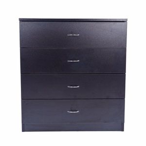 Commode simple à 4 tiroirs en bois MDF noir - Product Image 2