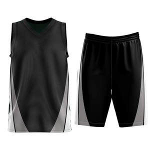 Conjunto de Uniforme de Baloncesto Sublimado Negro y Gris Personalizado, Jersey y Pantalones Cortos de Malla Transpirable de Secado Rápido, Kit Deportivo de Alta Elasticidad para Equipos - Product Image 1