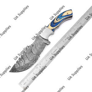 มีดสกินเนอร์เหล็กดามัสกัสเกรดอุตสาหกรรม สำหรับงานหนัก ใช้งานกลางแจ้ง ล่าสัตว์ ตั้งแคมป์ พกพาประจำวัน ด้ามไม้ปักก้า พร้อมใบมีดเหล็กอเนกประสงค์ - Product Image 4