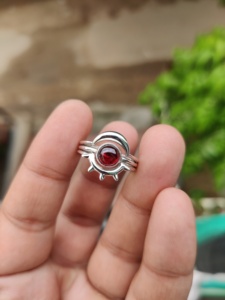 925 Sterling <b>Silver</b> Natural <b>Garnet</b> Sun Moon Celestial Gemstone <b>Ring</b> Wholesale Jewelry - Product Image 6