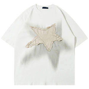 เสื้อยืดสไตล์วินเทจ High Street แบบดิสเทรส ตกแต่งด้วยแพทช์ปักลายตามสั่ง คอกลม แขนสั้น สำหรับฤดูร้อน - Product Image 2