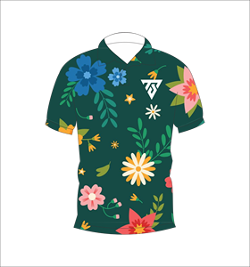 Camisa Polo para Hombre con Estampado Floral Multicolor Verde, Sublimación Personalizada, Manga Corta, Verano, Casual, Transpirable, Ligera, para Golf - Product Image 1