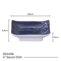 Plat à sauce rectangulaire en mélamine Japandi de 4 pouces avec pied surélevé pour sauce soja, wasabi, yuzu, vinaigre, barbecue