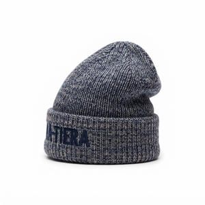 Custom <b>Navy</b> Gray Rib Knit <b>Beanie</b> Hat Winter Warm Cuffed Skull Cap With Embroidered Logo - Product Image 4