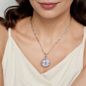 Collier pendentif boussole de luxe en argent sterling 925 avec étoile du Nord en nacre, bijoux pour femmes - Product Image 5