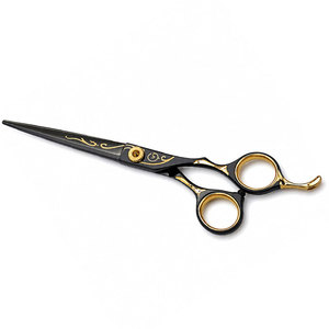 Ciseaux de coiffure professionnels pour droitiers, lames en acier inoxydable, manche en céramique, 32 dents, utilisation en salon, accent doré - Product Image 6