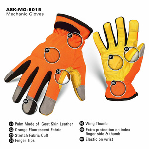 New Design Custom Logo Goat Grain Leather Mechanical Gloves Heavy Duty Heat Resistant Durable Outdoor Activities Work Gloves - Product Image 6
