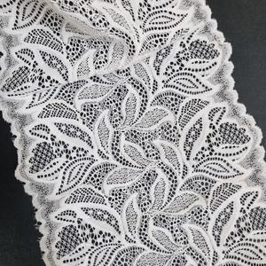 Encaje Elástico Festoneado con Diseño de Hojas, 20cm de Ancho, Tela Ligera de Spandex/Nylon para Lencería, Vestidos y Novias - Product Image 2