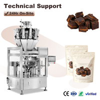 Machine d'emballage automatique de sachets alimentaires avec peseuse multi-têtes à 6 servomoteurs pour un remplissage, une scellage, une collage et une étiquetage de haute précision