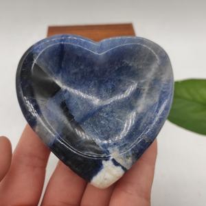 Bol en pierre d'agate naturelle en forme de cœur, Sodalite bleue, assaisonnement, accessoires de cuisine, artisanat en cristal, bol sculpté à la main - Product Image 3