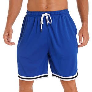 Shorts de basketball en mesh respirant pour hommes avec cordon de serrage, short de sport athlétique avec poches et ourlet rayé, vente en gros OEM - Product Image 6