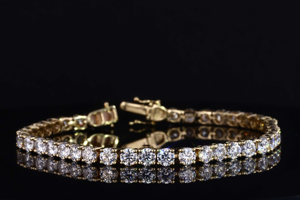 Pulsera de Tenis de Lujo con Moissanita, Piedras de Corte Redondo, Acabado en Plata 925, Joyería Elegante para Mujer, Pulsera de Eslabones Brillante, Regalo - Product Image 4