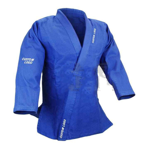 Kimono de BJJ Azul, 100% Algodón, Duradero, Corte Regular, Unisex para Adultos, Ropa de Artes Marciales, Logotipo Personalizado Impreso por Transferencia de Calor en la Manga Izquierda - Product Image 1