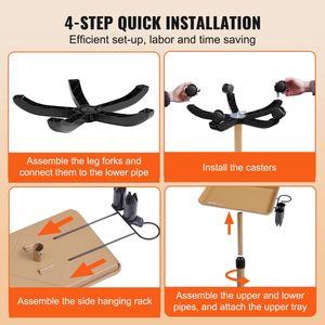 Carrello da Salone a 5 Ruote con Altezza Regolabile, Vassoio in Lamiera Laminata a Freddo da 30'-43' con 2 Ruote Bloccabili per SPA - Product Image 6