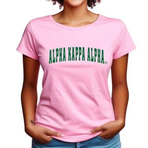 Camiseta Rosa de Manga Corta para Mujer con Estampado Gráfico de Letras Verdes, Cuello Redondo, Algodón Casual, Moda de Verano, Suave y Cómoda - Product Image 4