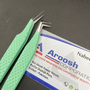 Pince à épiler verte d'isolation à 90 degrés avec logo personnalisé outil de beauté à pointe pointue d'extension de cils en acier inoxydable durable - Product Image 5