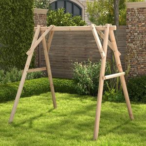 Heavy Duty Wooden Patio <b>Swing</b> <b>Frame</b> with Reinforced Bars Durable Outdoor Furniture - Product Image 1