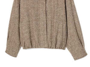 Veste Courte Minimaliste en Tweed pour Femme, Col Montant, Manches Longues, Motif Chevrons, Manteau d'Automne en Mélange de Laine, Style Pull - Product Image 5